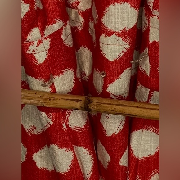 Eliza J  red/orange & White paint brush Polka Dot, Sleeveless, A-Line Dress - Picture 9 of 10